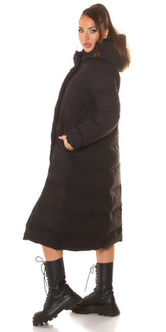 Trendy XL Winterjacket with hood Black
